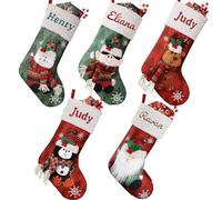 Bemaystar Personalized Christmas Stockings - 18'' Custom Christmas Stockings with Names, Embroidery Burlap Stockings Xmas Stockings Personalized Decoration Gifts for Family Kids Christmas Holiday