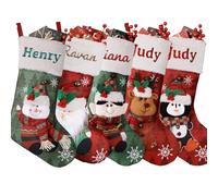 Bemaystar Personalized Christmas Stockings - 18'' Custom Christmas Stockings with Names, Embroidery Burlap Stockings Xmas Stockings Personalized Decoration Gifts for Family Kids Christmas Holiday