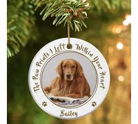 Bemaystar Personalized Dog Memorial Christmas Bauble - Ceramic Dog Memorial Gifts, Pet Memorial Bauble, Dog Christmas Ornaments in Memory of Pet Loss Gifts for Christmas Tree Decorations