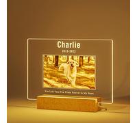 Bemaystar Personalized Dog Memorial Gifts Custom Pet Memorial Night Lights for Grieving Pet Owners, Pet Loss Gifts Cat Memorial Loss of Sympathy Gift with Picture Name Date Custom Plaque