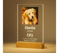 Bemaystar Personalized Dog Memorial Gifts Custom Photo Night Lights for Grieving Pet Owners, Pet Loss Gifts Dog Memorial Sympathy Gifts with Picture Name Date Customized Plaque