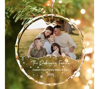 Bemaystar Personalized Family Christmas Ornaments 2025-Custom Crystal Ornament with Photo and Text-Holiday Keepsake Gift for Parents Grandparents Kids-Christmas Tree Decorations