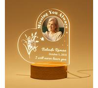 Bemaystar Personalized Memorial Gifts Custom Sympathy Gifts Memorial Plaque Night Light Lamp Bereavement Gifts in Memory of Loved One Light Up Picture Frames Memorial Decor Loss of Mother Loved One