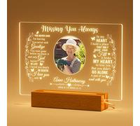 Bemaystar Personalized Memorial Gifts Custom Sympathy Gifts Memorial Plaque Night Light Lamp Bereavement Gifts in Memory of Loved One Light Up Picture Frames decor for Loss of Mother Loved One