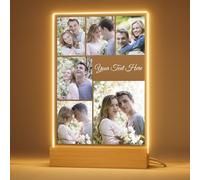 Bemaystar Personalized Night Light with Photo & Text - Custom Picture Night Light Valentines Day Gifts for Him/Her Mothers Day Gifts for Mom Personalized Gifts for Women/Men - 6 Photos