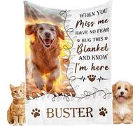 Bemaystar Pet Memorial Gifts for Pet Dog, Personalised Blanket with Photo for the Lost
