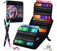 BEMAYSZ 108 Colours Dual Tip Colouring Brush Felt Tip Pens, Pens for Adult Adults and Kids Colouring Books Calligraphy Drawing Painting Sketching