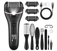 Bemece Electric Foot File Callus Remover, Professional Rechargeable Waterproof Pedicure Kit with 10 in 1 Foot Files Pedicure Tools Set for Cracked Heels Calluses and Dead Skin…(Valentine's Day Gift)