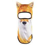 Bemeiren Animal 3D Print Fox Head Mask with Standing Ear Halloween Funny Face Cover Costume for Adults Theme Cosplay Party One Size