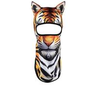 Bemeiren Animal 3D Print Tiger Head Mask with Standing Ear Halloween Funny Face Cover Costume for Adults Theme Cosplay Party One Size