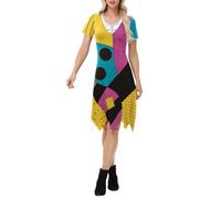 Bemeiren Women's Patchwork Dress 3D Print Costume for Adult Halloween Cosplay Party, Multicolored a, X-Large
