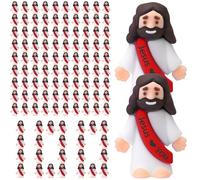Bememo 100 Pcs Little Jesus Figures Jesus Loves You Original Design Rubber Pocket Toys Little Figures to Hide and Seek Sunday School Religious Party Share Gifts (Red)