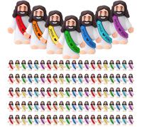 Bememo 100 Pcs Little Jesus Figures Jesus Loves You Original Design Rubber Pocket Toys Little Figures to Hide and Seek Sunday School Religious Party Share Gifts(Rainbow Color)