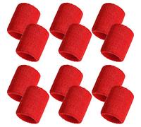 Bememo 12 Pack Sweatbands Sports Wristband Cotton Sweat Band for Men and Women, Good for Tennis, Basketball, Running, Gym, Working Out (Red)