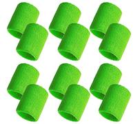 Bememo 12 Pack Wrist Sweatbands for Men and Women, Sports Wristbands, Tennis Sweatbands, Moisture Wicking Wristband for Working Out, Football, Basketball, Sports(3.15 Inch,Green)