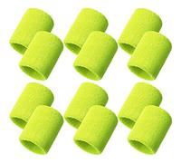 Bememo 12 Pack Wrist Sweatbands for Men and Women, Sports Wristbands, Tennis Sweatbands, Moisture Wicking Wristband for Working Out, Football, Basketball, Sports(3.15 Inch,Fluorescent Yellow)
