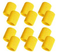 Bememo 12 Pack Wrist Sweatbands for Men and Women, Sports Wristbands, Tennis Sweatbands, Moisture Wicking Wristband for Working Out, Football, Basketball, Sports(3.15 Inch,Yellow)