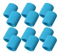 Bememo 12 Pack Wrist Sweatbands Sports Wristbands Tennis Sweatbands for Men and Women Absorbent Cotton Wristband for Working Out, Football, Basketball, Sports(3.15 Inch,Sky Blue)