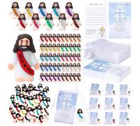Bememo 150 Pcs 50 Set Little Jesus Figurines Bulk Jesus Love You Mini Rubber Toys Sets to Hide and Seek Religious Party Favors Sunday School Christian Baptism Gifts(Bright Color,Love You)