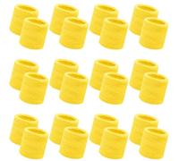 Bememo 24 Pcs Neon Wristbands for Kids End of The Year Student Gifts Bulk Tennis Wrist Sweatbands 80s Neon Youth Basketball Wrist Bands for Boys Girls 90s Glow Party School Supplies(Yellow)
