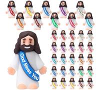 Bememo 25 Pcs Little Jesus Figures Original Design God Bless You Mini Jesus Figures Toys for Hide and Seek Religious Party Favors Easter Stuffers Sunday School Baptism Gifts