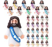 Bememo 25 Pcs Little Jesus Figures Original Design Jesus Love Me Mini Rubber Figures Toys for Hide and Seek Religious Party Favors Easter Stuffers Sunday School Baptism Gifts