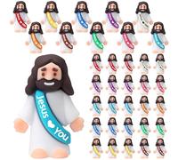 Bememo 25 Pcs Little Jesus Figures Original Design Jesus Love You Mini Rubber Figures Toys for Hide and Seek Religious Party Favors Easter Stuffers Sunday School Baptism Gifts