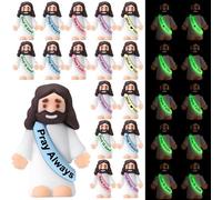 Bememo 25 Pcs Mini Jesus Figures Original Design Jesu Love You Glow in The Dark Little Rubber Toys to Hide and Seek Religious Party Favors Sunday School Baptism Gifts (Mixed Styles)