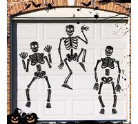 Bememo 3 Sets Halloween Skeleton Garage Door Magnets 42.9 Inches Skeleton Magnetic Sticker Decor Large DIY Garage Magnets Reusable Refrigerator Car Decal Waterproof Skull Magnet for Halloween Decor