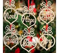 Bememo 30 Pieces Christmas Wooden Hollow Ornaments Xmas Tree Hanging Tags Crafts Pendant Decor Christmas Holiday Wedding Decorations