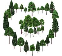 Bememo 33 Pieces Model Trees 1.18-6.29 inch/ 3-16 cm Mixed Model Tree Train Trees Railroad Scenery Diorama Tree Architecture Trees for DIY Scenery Landscape, Natural Green