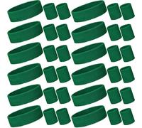 Bememo 36 Pcs Neon Sweatbands Set for Kids End of The Year Student Gifts Bulk 24 Pcs Sports Wristbands 12 Tennis Headbands Kids Sports Sweat Band(Dark Green)