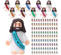 Bememo 40 Pcs Mini Jesus Figures Little Jesus Love You Rubber Action Figures to Hide and Seek for Religious Party Favors Easter Egg Stuffers Sunday Baptism