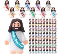 Bememo 50 Pcs Little Jesus Figures Easter Jesus Christ Toys Mini Religious Figures to Hide and Sunday School Religious Party Favors Baptism Gifts for Easter Egg Stuffers (Word)