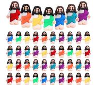 Bememo 50 Pcs Mini Jesus Figures Original Design Jesus Toys Little Figures to Hide and Seek Sunday School Religious Easter Party Favors Gift(Rainbow Colors)