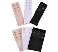 Bememo 6 Pieces Women's Elastic Bra Extension Soft Bra Strap Extension (3 Rows x 3 Hooks, 3 Rows x 2 Hooks)