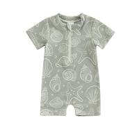 BemeUSWT Baby Boy Swimming Costume Baby Swimsuit 3 6 12 Months 1T 2T 3T Infant Toddler Boys Swimwear Rash Guard Zipper One Piece Short Sleeve Beach Bathing Suits Wetsuit (E-Green,2-3T)