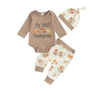 BemeUSWT My First Halloween Baby Boy Outfit Newborn Pumpkin Romper Infant Long Sleeve Bodysuit Pants Set with Hat 3PCS Cute Halloween Baby Clothes