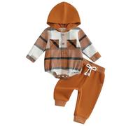 BemeUSWT Toddler Baby Boy Clothes 6 12 18 24 Months Autumn Winter Outfit Plaid Long Sleeve Shirt Tops Solid Elastic Waist Jogger Pants 2 Piece Set