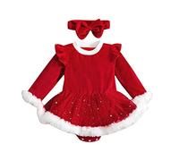 BemeUSWT Toddler Baby Girl's Santa Dress for Girls - Red Tulle Christmas Dress with Hat - Xmas & Santa Clause Cosplay Outfits - 1-6 Years & 0-6 Months
