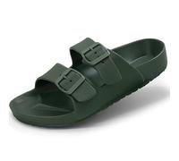 BEMGNAR Men’s Lightweight Comfort Slides Double Buckle Slip-on Adjustable EVA Orthopedic Flat Sandals, Army Green, 12