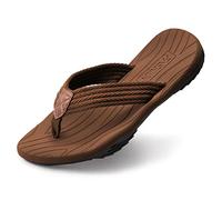 BEMGNAR Men's Flip Flops,Comfort Thong Sandals with Arch Support,Quick-Dry Non-Slip sliders for Outdoor Summer Beach, Brown, 6.5 UK