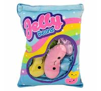 BEMIRO Cuddly Toy Jelly Bean Cushion, 32 cm, with 5 Kawaii Cuddly Beans, Viewing Window and Fastening, Plush Cushion for Playing