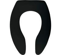 Bemis 047 1655SSCT 000 Toilet Seat Open Front Less Cover with Self Sustaining Check Hinge, Black, Elongated with Slow Close