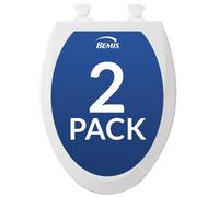 Bemis 1500EC Durable Wood Toilet Seat with Easy Clean Hinges, Elongated, White, 2-Pack