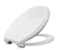 Bemis Vegas Ultra-Fix White Toilet Seat. Soft Close Toilet Seat, Moulded Wood Material with Chrome Plated Hinges. Universal, Easy to Clean & Quick Installation