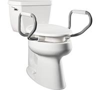Bemis 7YE85320ARM Safety with Clean Shield and Support arms 3" Raised Toilet Seat, White, Elongated