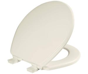 Bemis Ashland Modern Wood Toilet Seat with Decorative Edge Slow Close Secure Hinges Round Biscuit