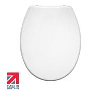 BEMIS Buxton ECO Ultra-Fix White Thermoplastic Toilet Seat with Adjustable Chrome Hinges - Non-Slip, Easy to Clean, Quick Installation
