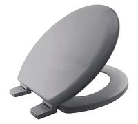 BEMIS Chicago Ultra-Fix Whisper Grey Toilet Seat. Wooden Toilet Seat with Water Based Paint for Easy Clean. Non Slip Toilet Seat with Adjustable Plastic Hinges, Universal & Easy Installation, Grey